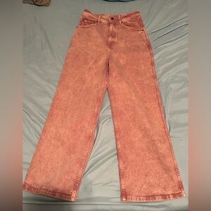 Sézane sezane le crop denim cotton jeans in pink washed denim color size 36 us 4